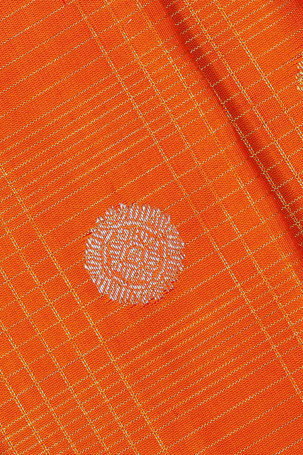 Image of Orange Gadwal Silk Kattam Saree