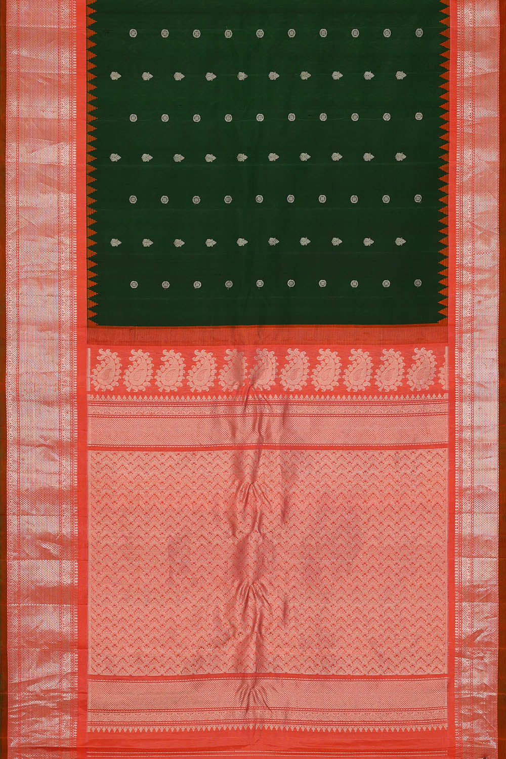 Image of Bottle Green Gadwal Silk Saree