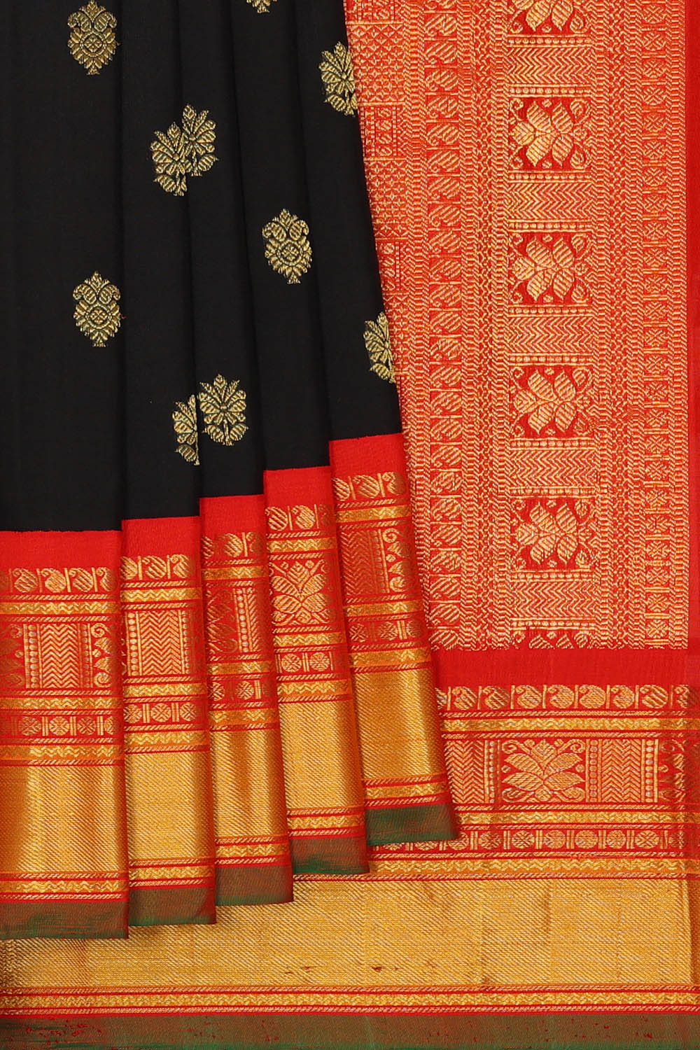 Image of Black Gadwal Silk Saree