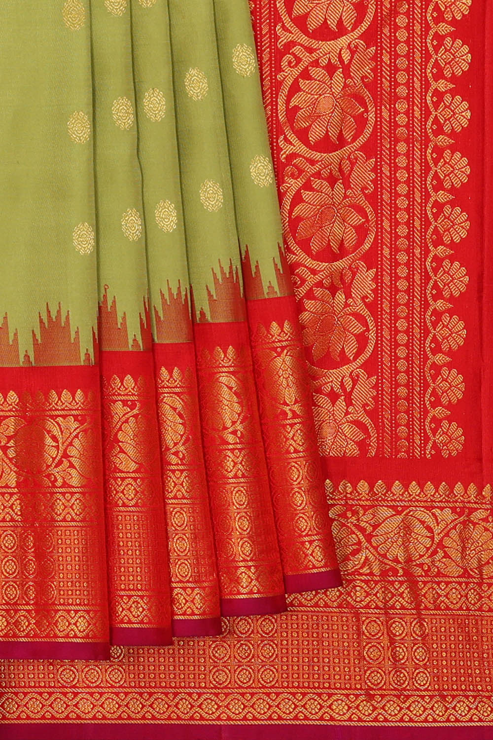 Image of Sage Green Gadwal Silk Saree