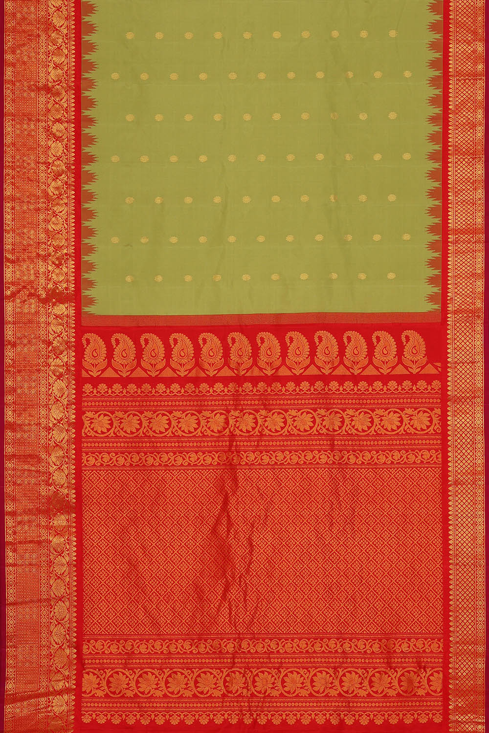 Image of Sage Green Gadwal Silk Saree
