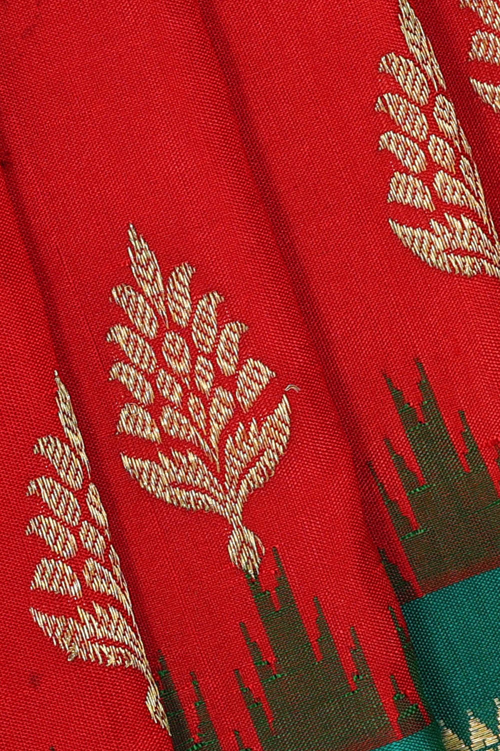 Image of Red Gadwal Silk Saree