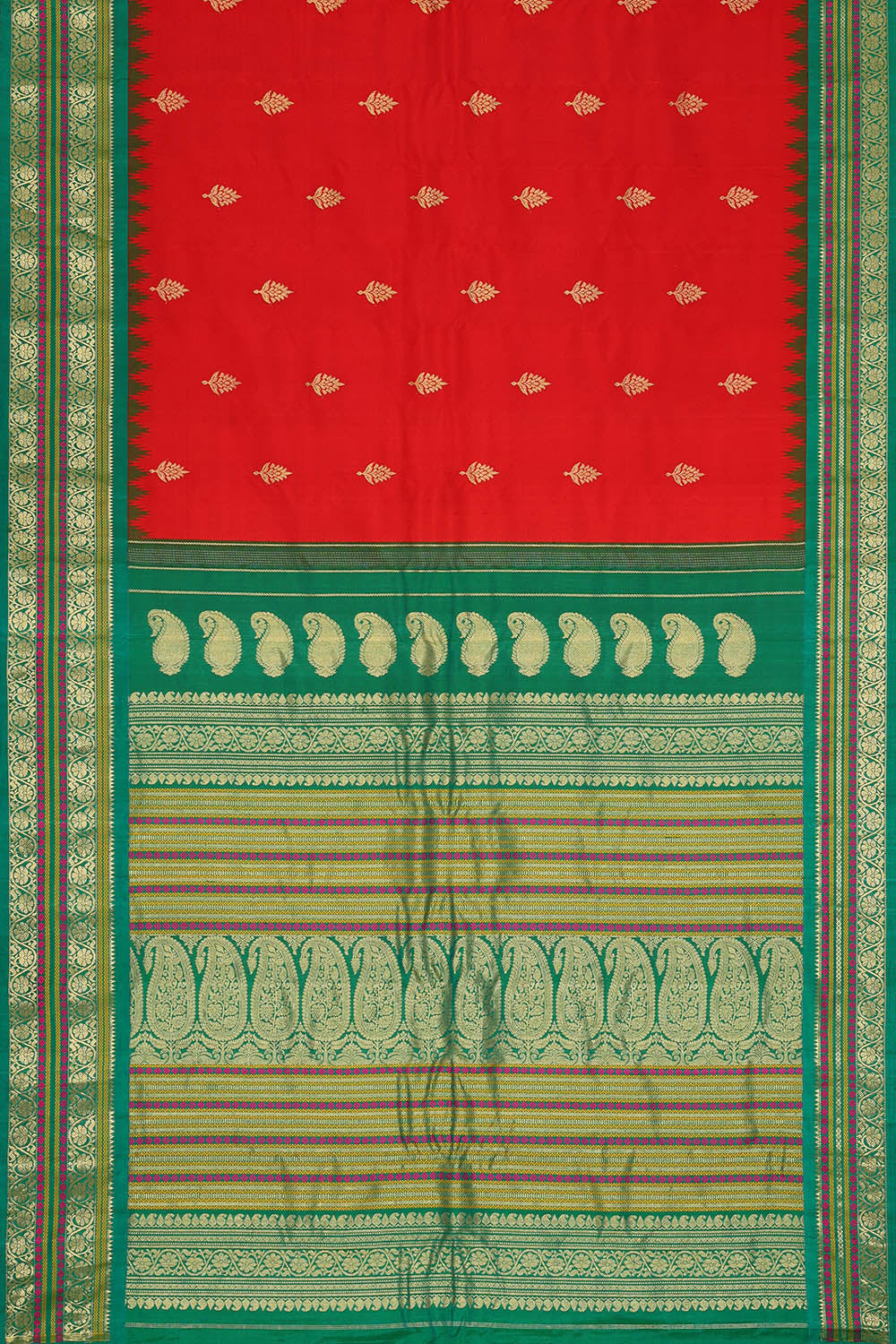 Image of Red Gadwal Silk Saree