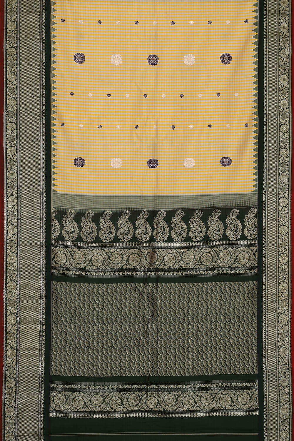 Image of Kattam Pattern Gadwal Silk Saree