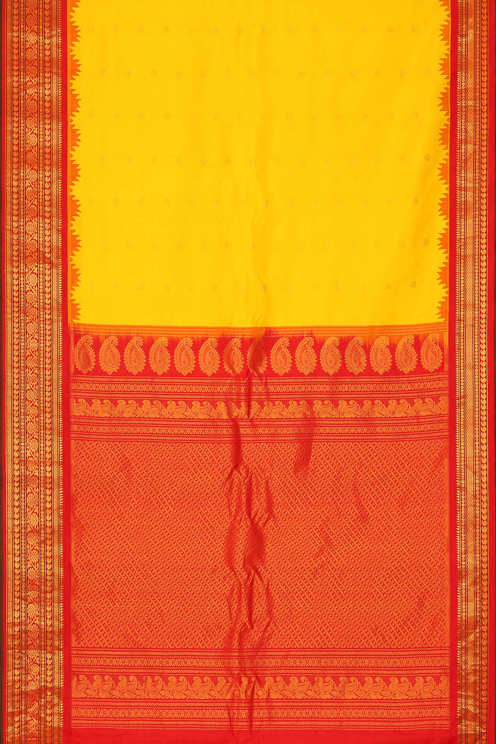Image of Yellow Gadwal Silk Saree