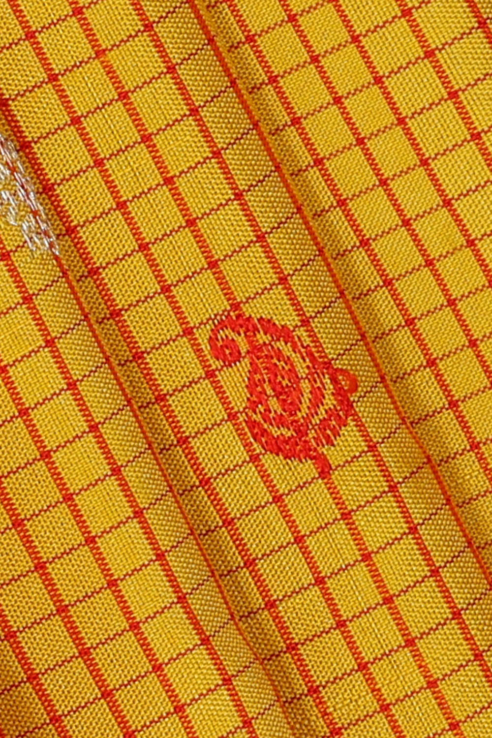Image of Yellow Gadwal Silk Kattam Saree