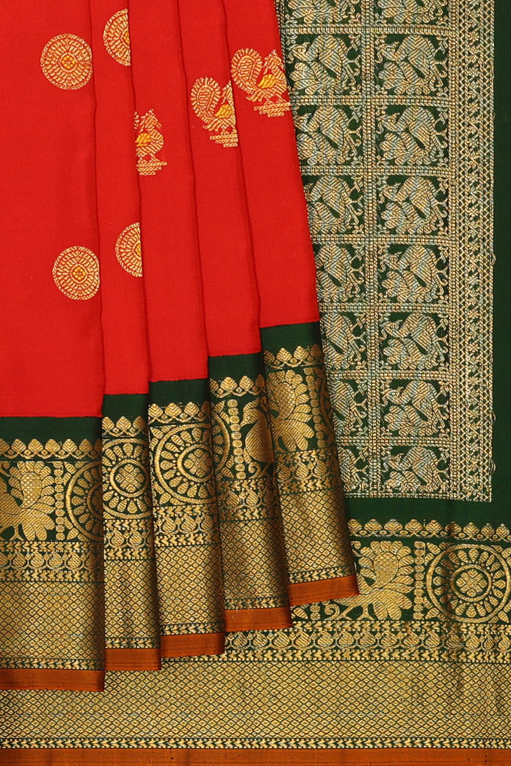 Image of Red Gadwal Silk Saree