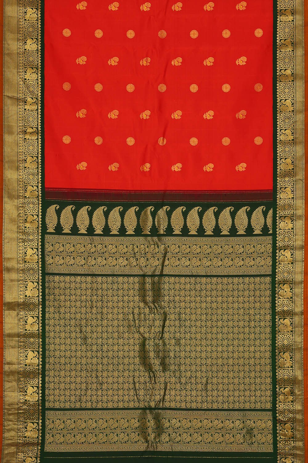 Image of Red Gadwal Silk Saree