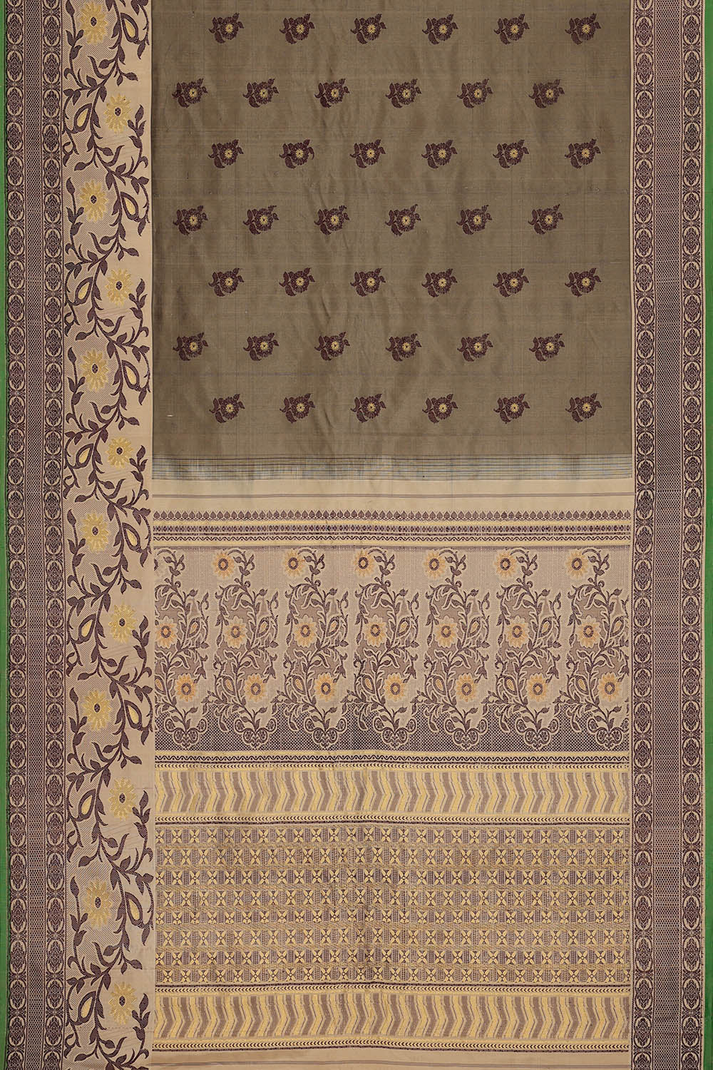 Image of Grey Gadwal Silk Saree