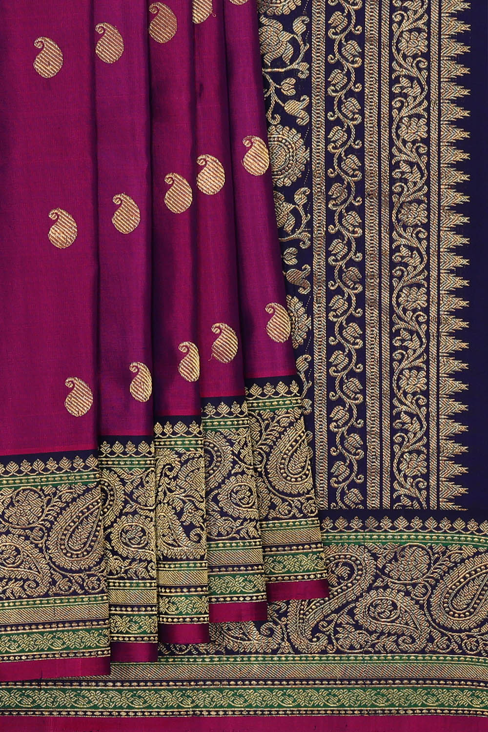 Image of Purple Gadwal Silk Saree