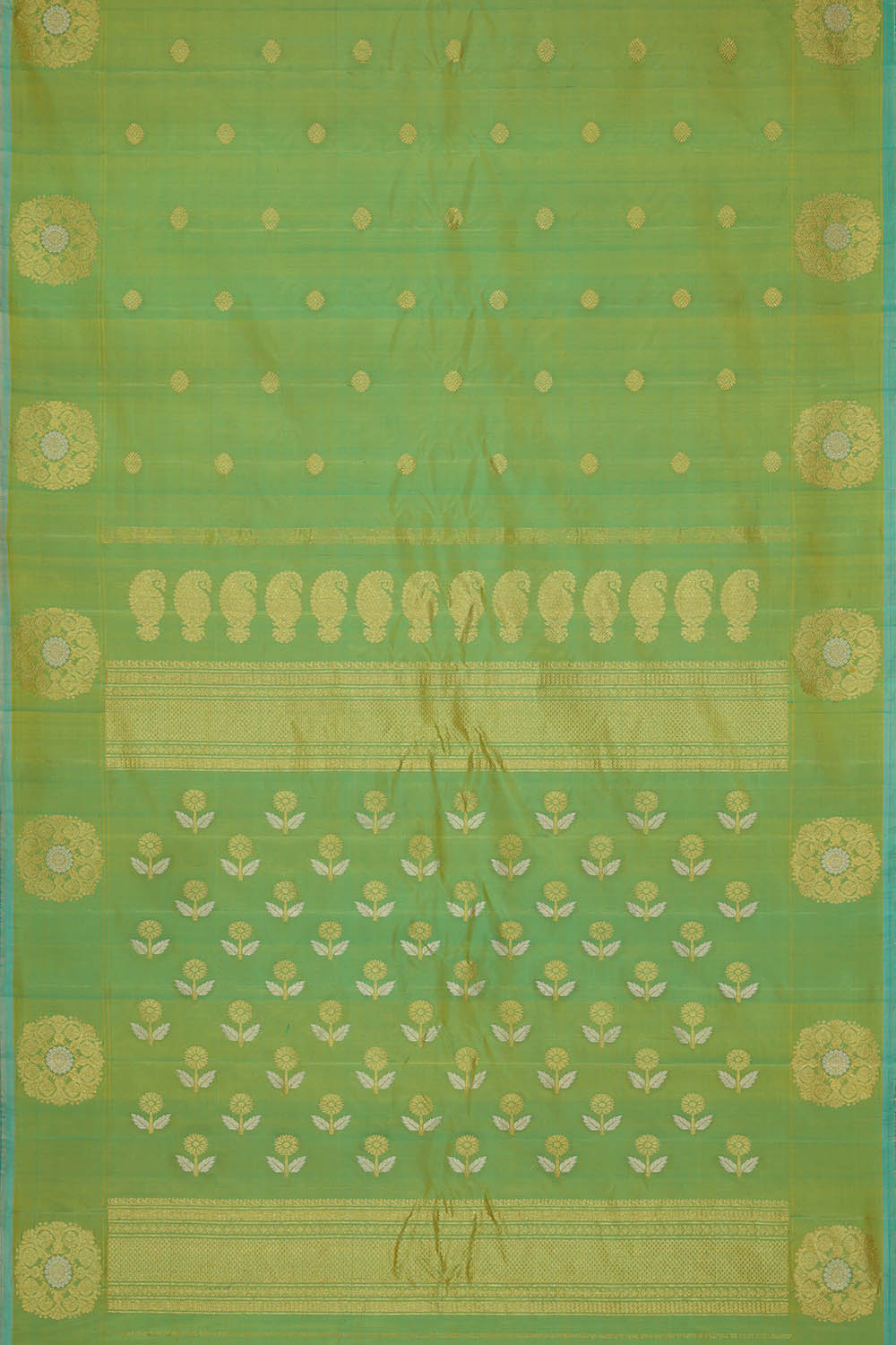 Image of Green Gadwal Silk Saree