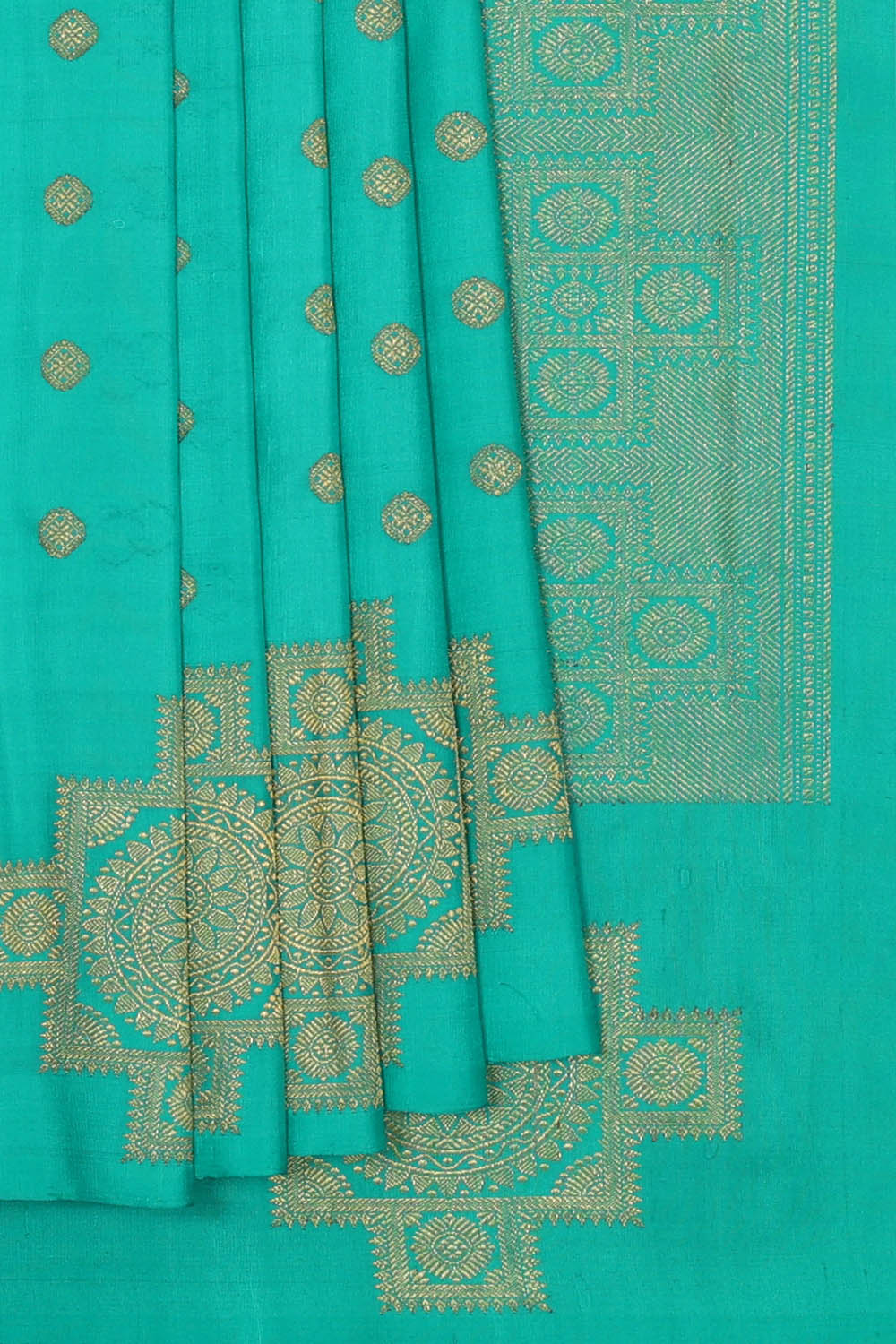 Image of Aqua Blue Gadwal Silk Saree