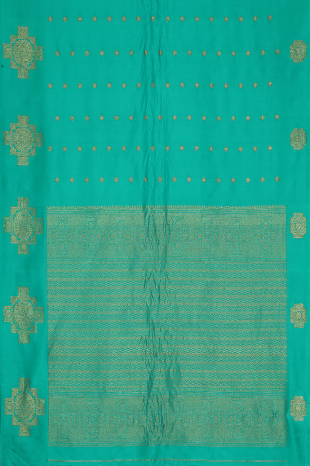 Image of Aqua Blue Gadwal Silk Saree