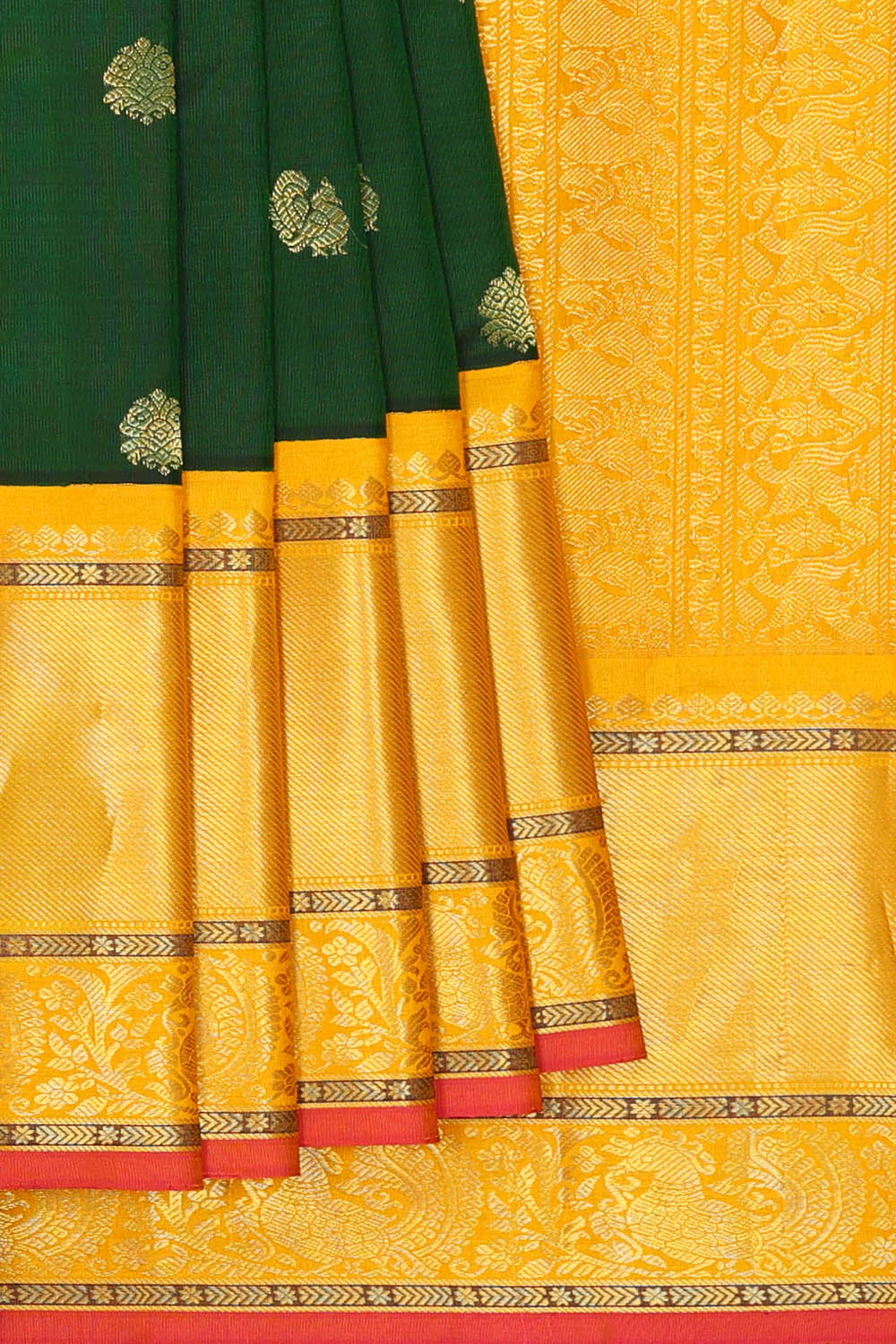 Image of Bottle Green Gadwal Silk Saree