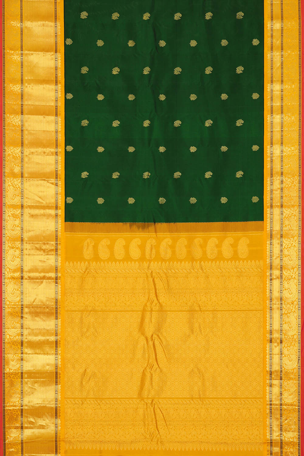 Image of Bottle Green Gadwal Silk Saree