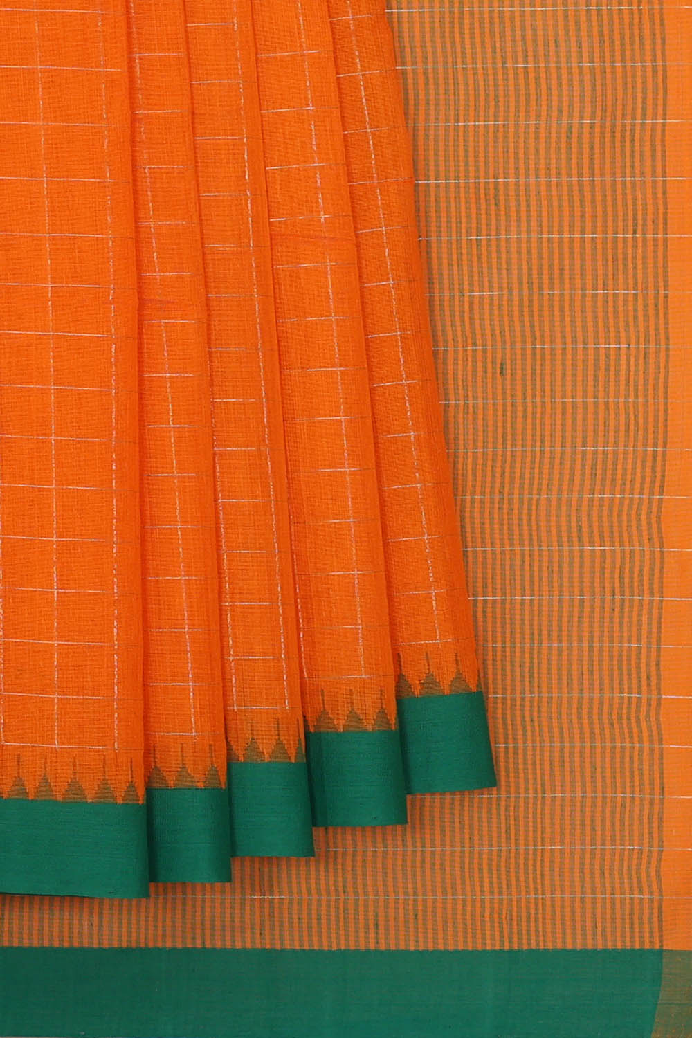 Image of Orange Cotton Saree