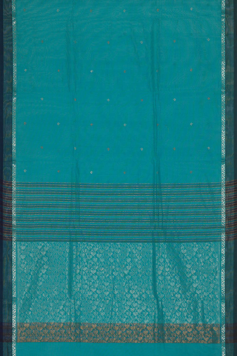 Image of Teal-Blue Cotton Saree