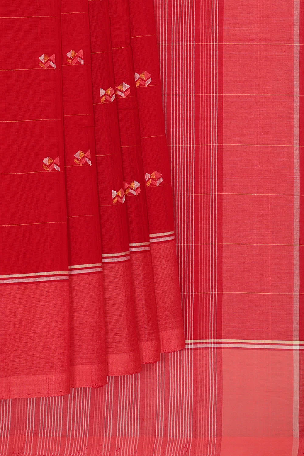 Image of Red Cotton Saree