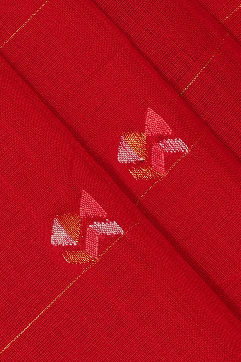Image of Red Cotton Saree