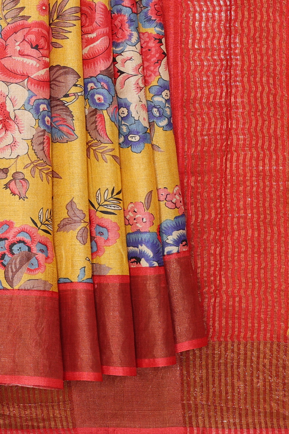 Image of Yellow Desi Tussar Silk Saree