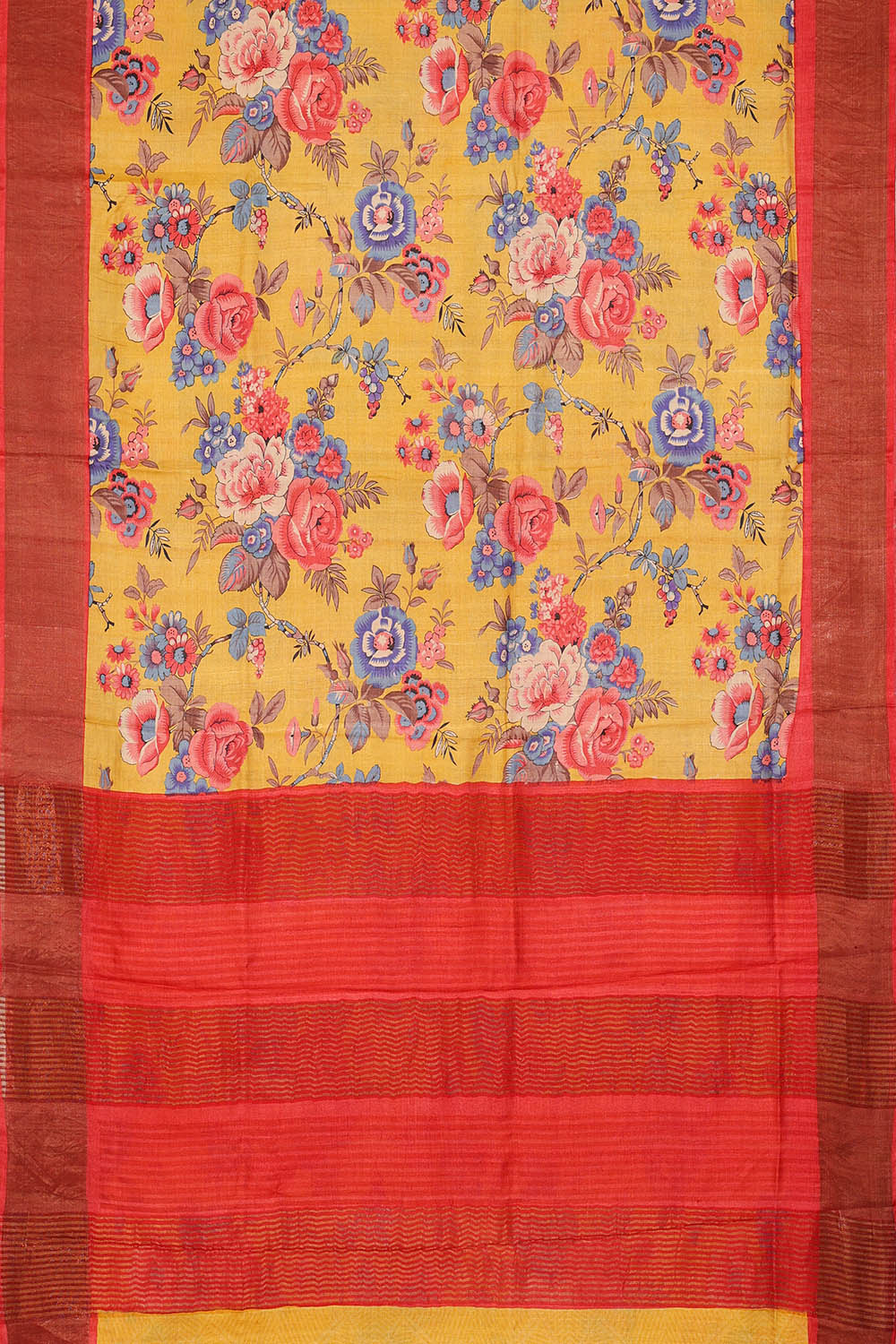 Image of Yellow Desi Tussar Silk Saree