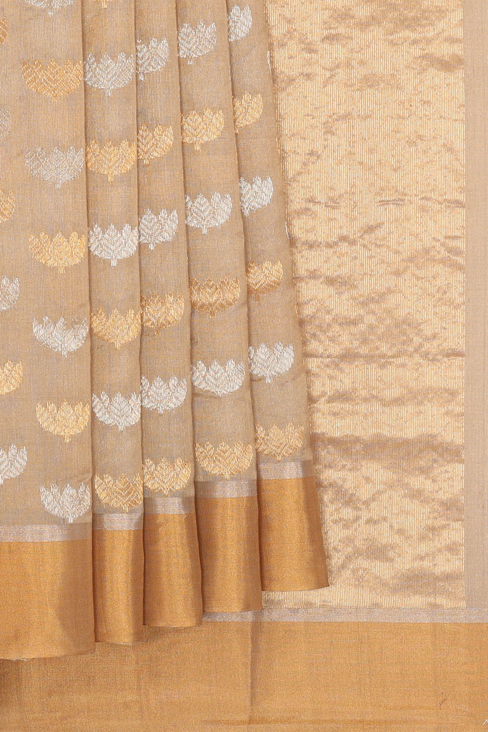 Image of Beige Chanderi Silk Saree