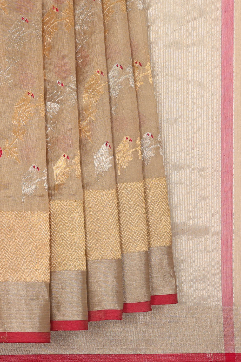 Image of Beige Chanderi Silk Cotton Saree
