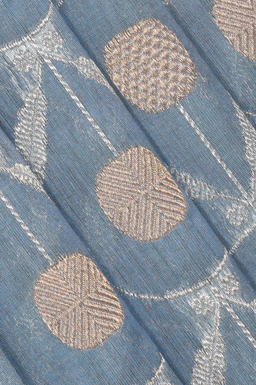 Image of Smoky-Blue Chanderi Silk Saree