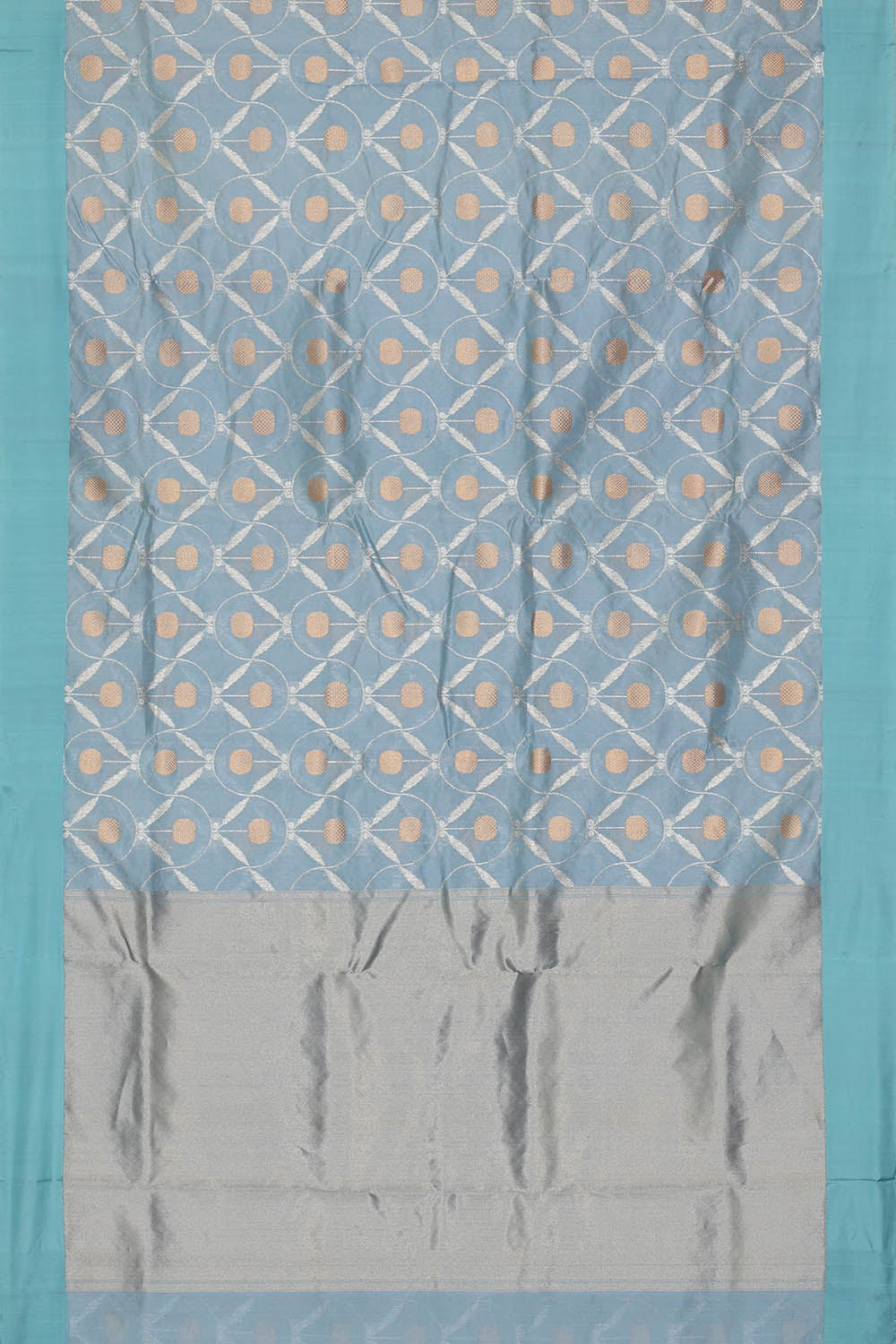 Image of Smoky-Blue Chanderi Silk Saree