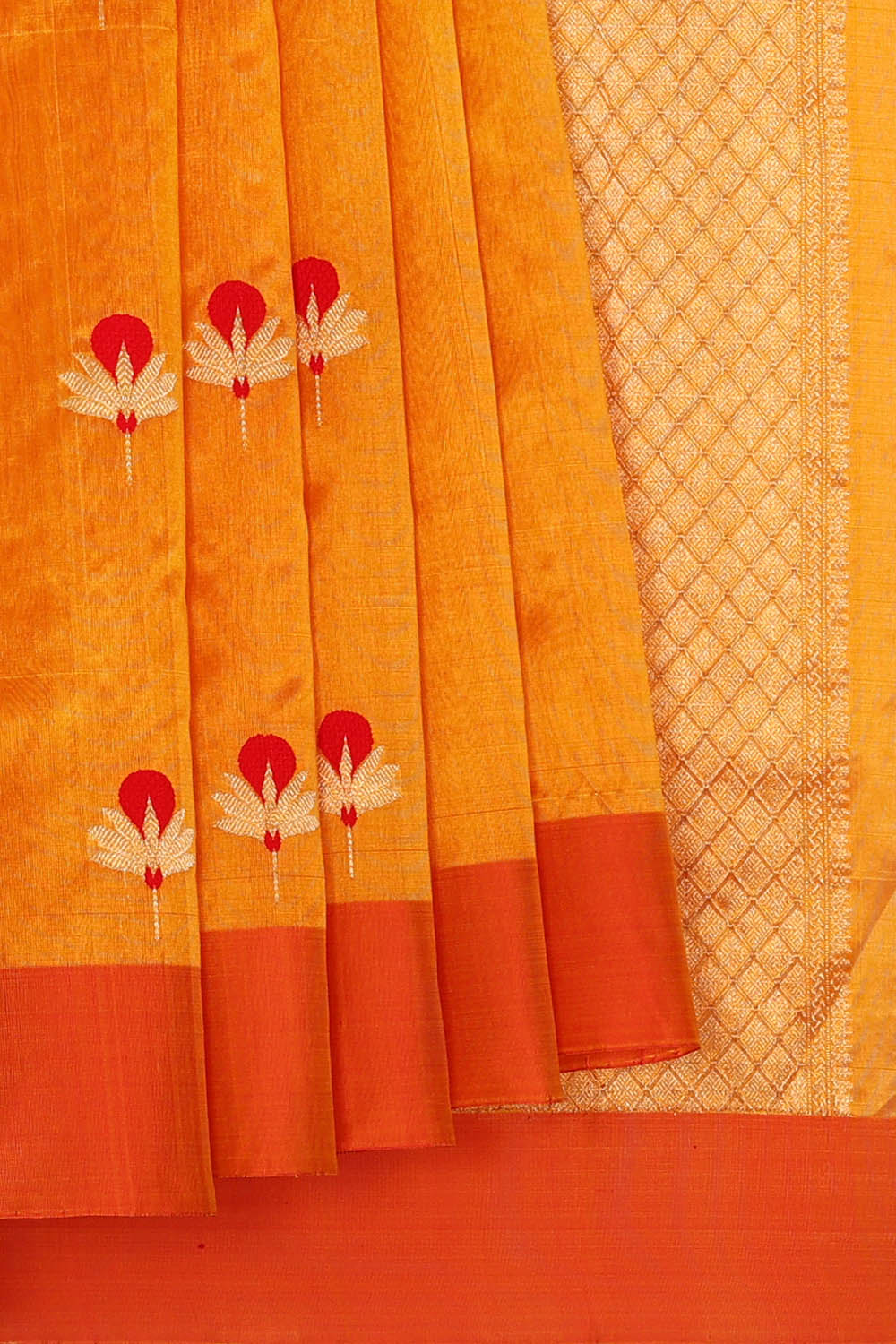 Image of Orange Chanderi Silk Saree