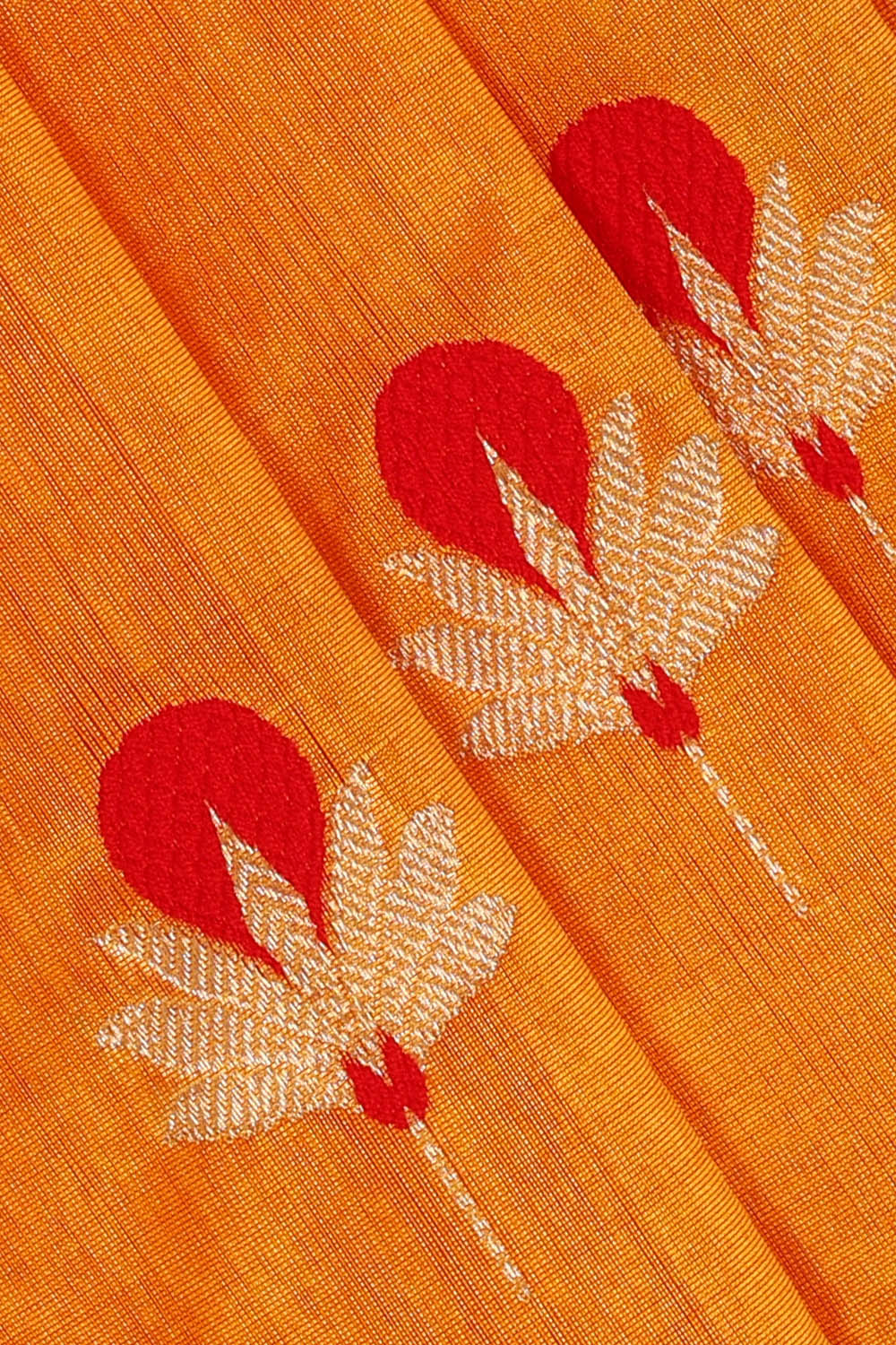 Image of Orange Chanderi Silk Saree