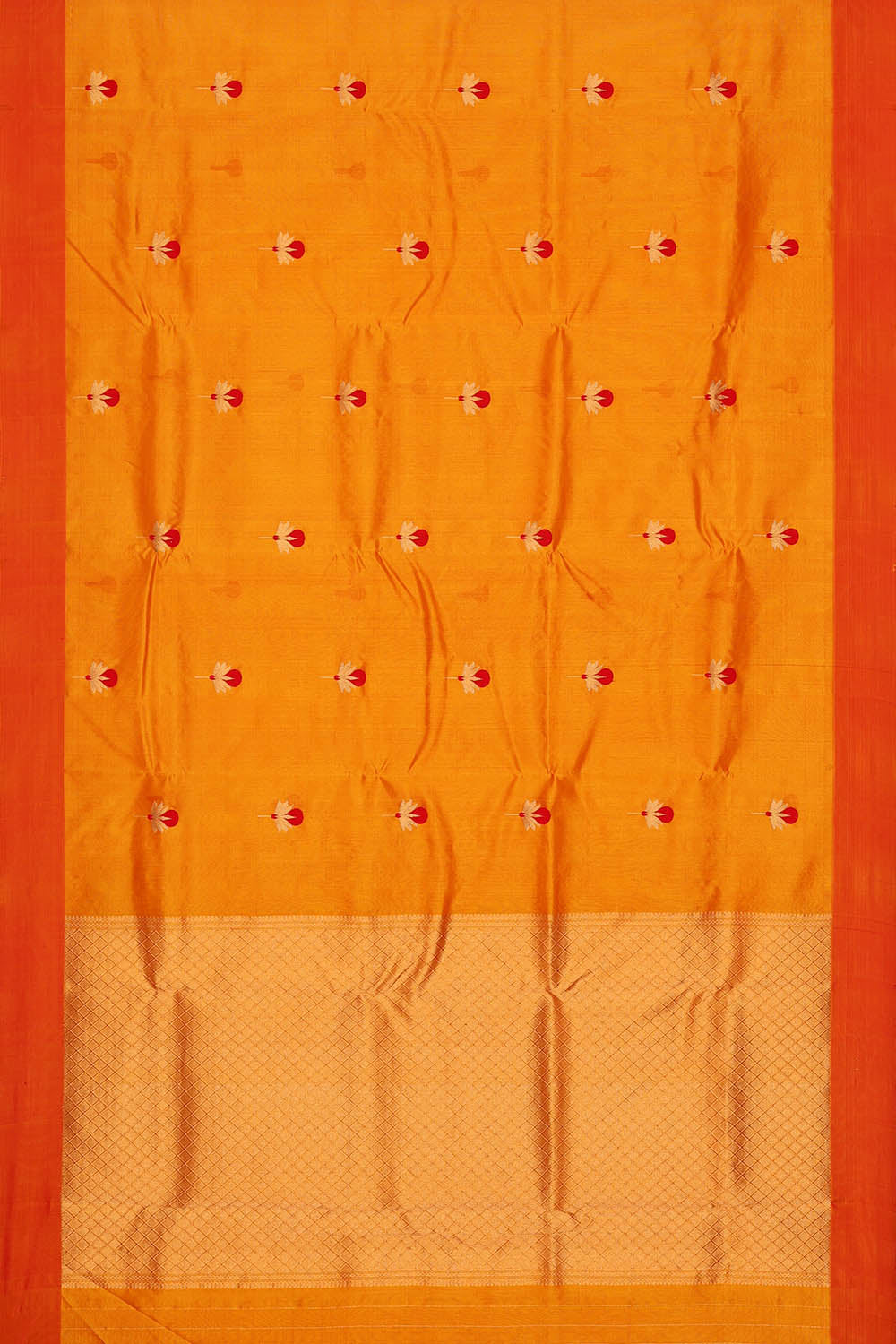 Image of Orange Chanderi Silk Saree