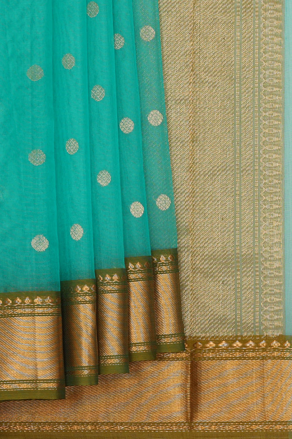 Image of Teal Blue Chanderi Silk Saree