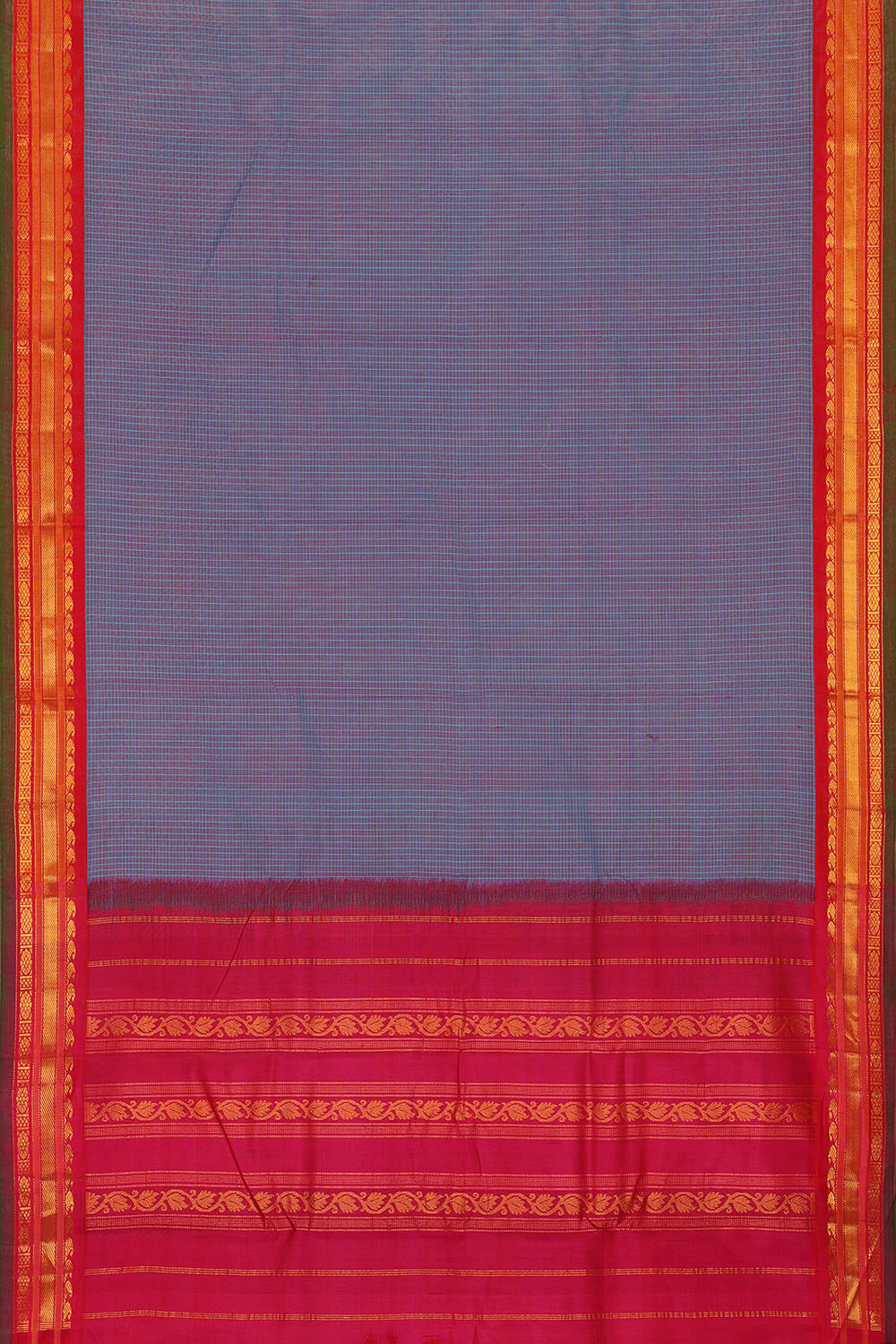 Image of Blue Cotton Gadwal Saree