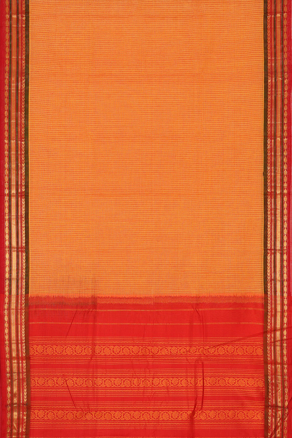 Image of Yellow Cotton Gadwal Saree