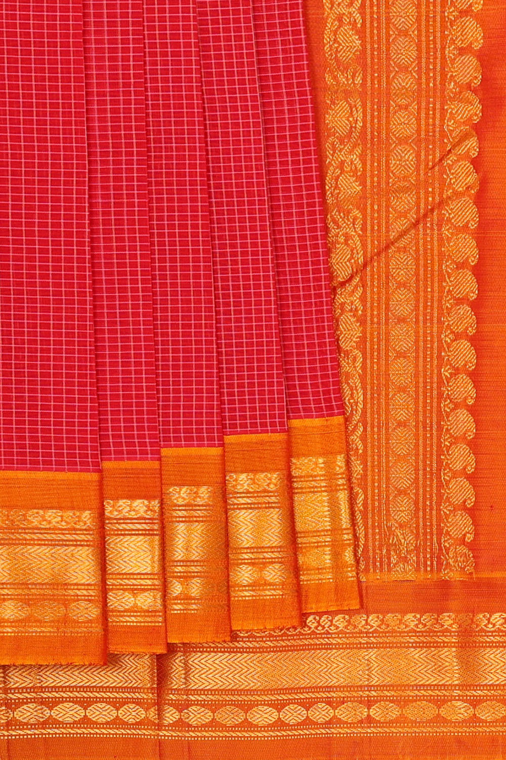 Image of Pink Cotton Gadwal Saree