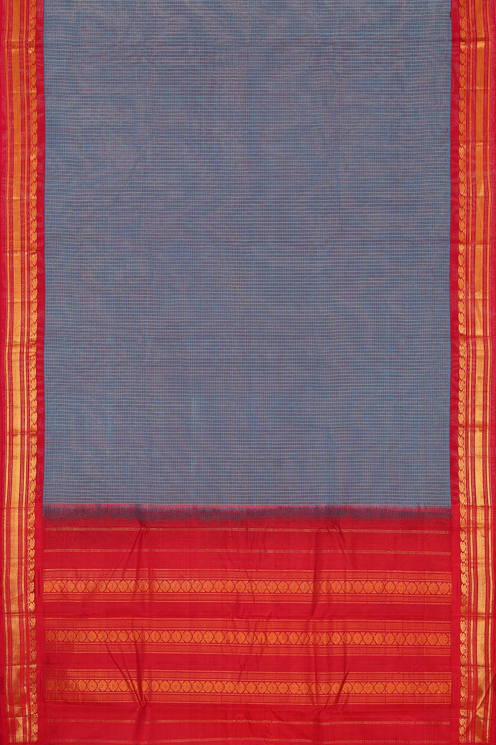 Image of Blue Cotton Gadwal Saree