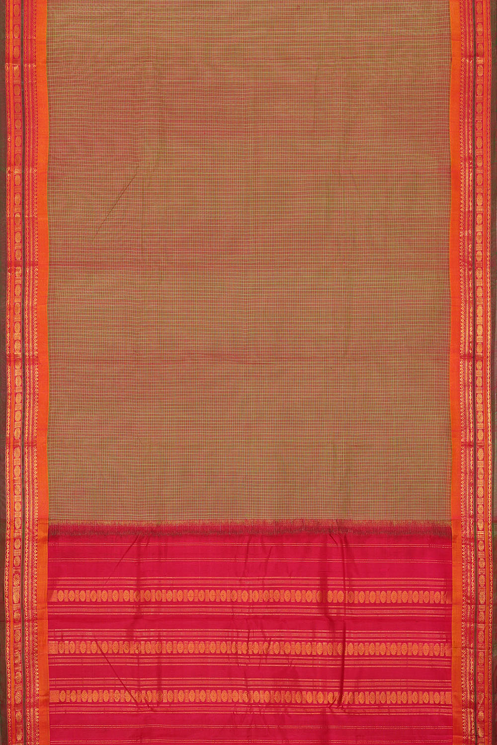 Image of Brown Cotton Gadwal Saree
