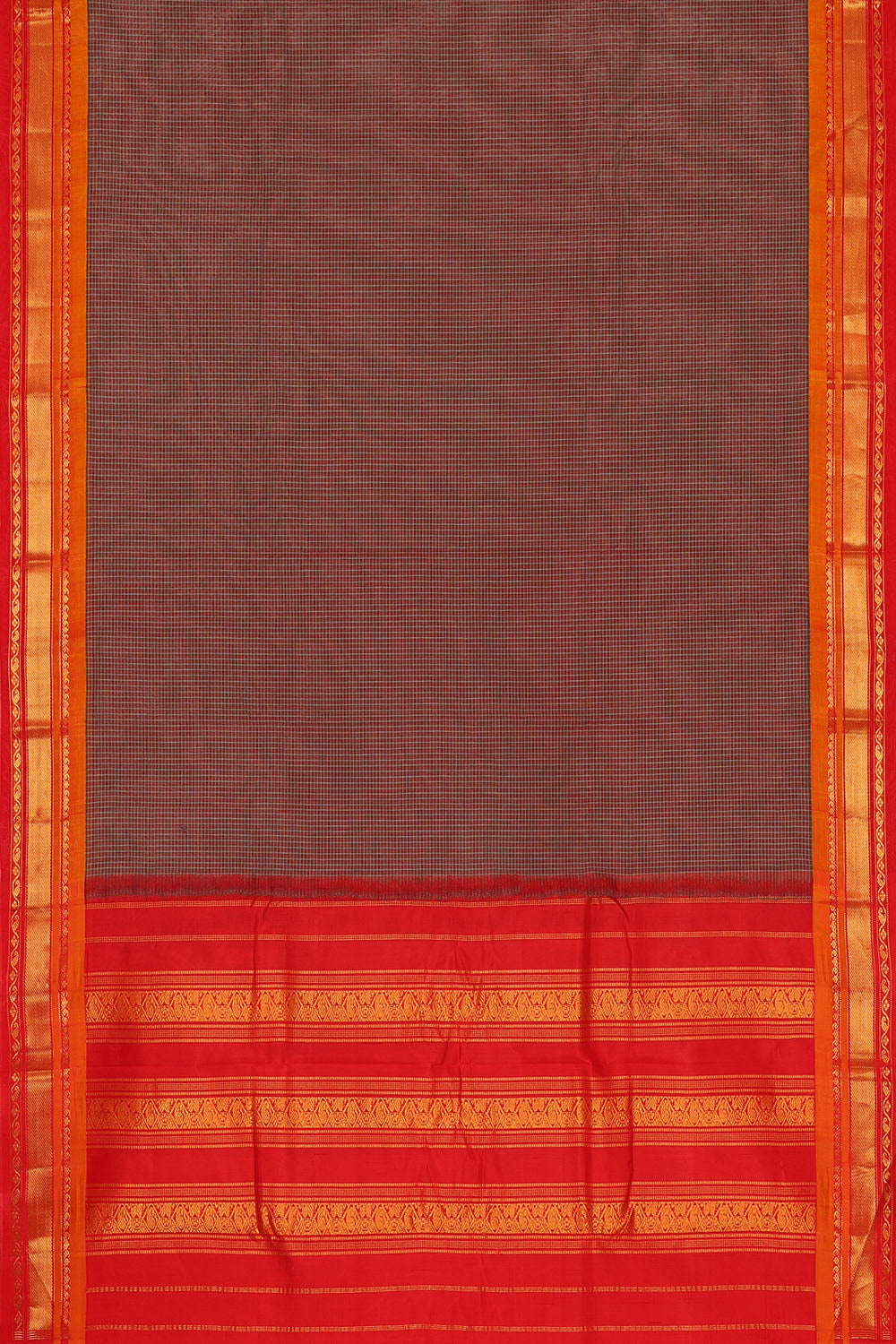 Image of Brown Cotton Gadwal Saree