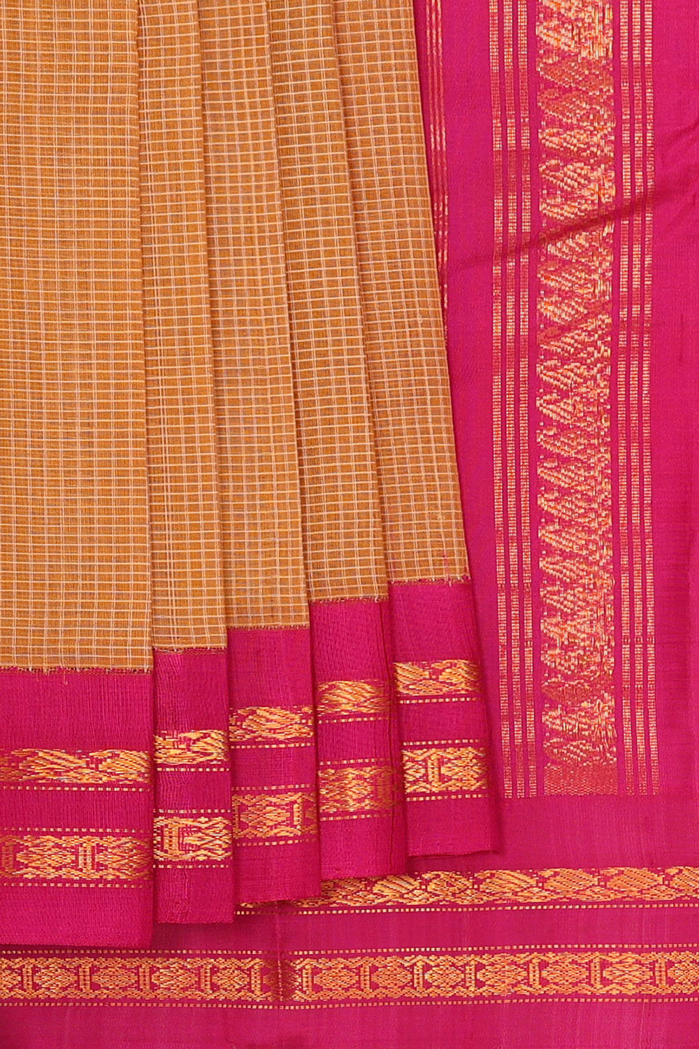 Image of Beige Cotton Gadwal Saree