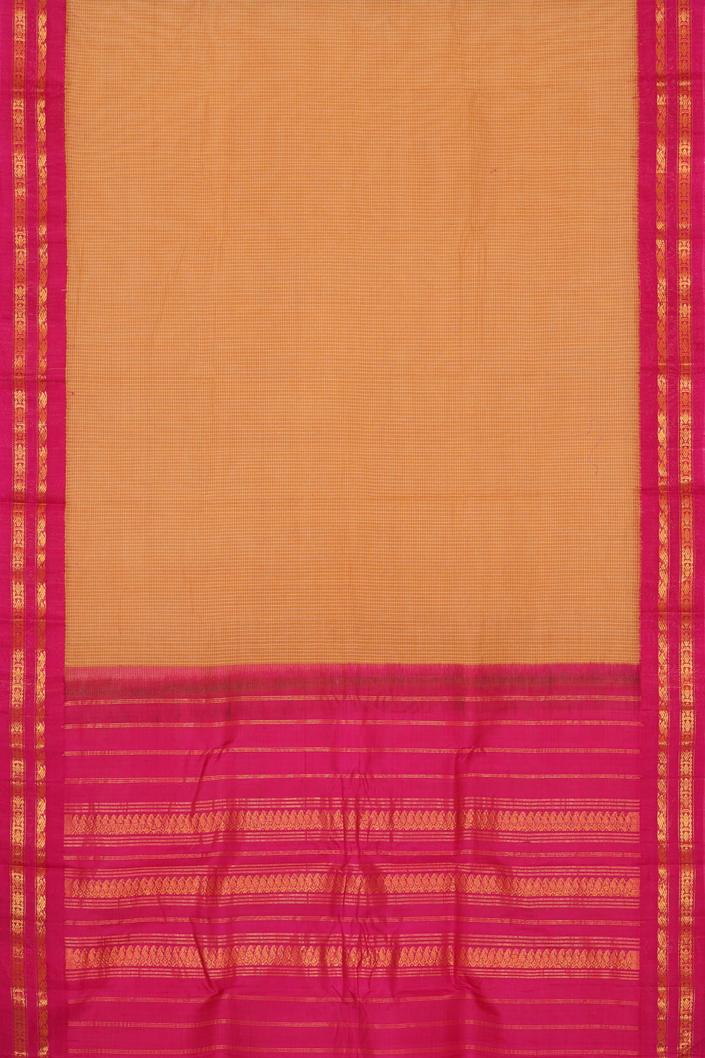 Image of Beige Cotton Gadwal Saree