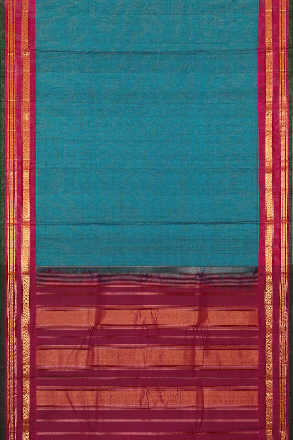 Image of Blue Cotton Gadwal Saree