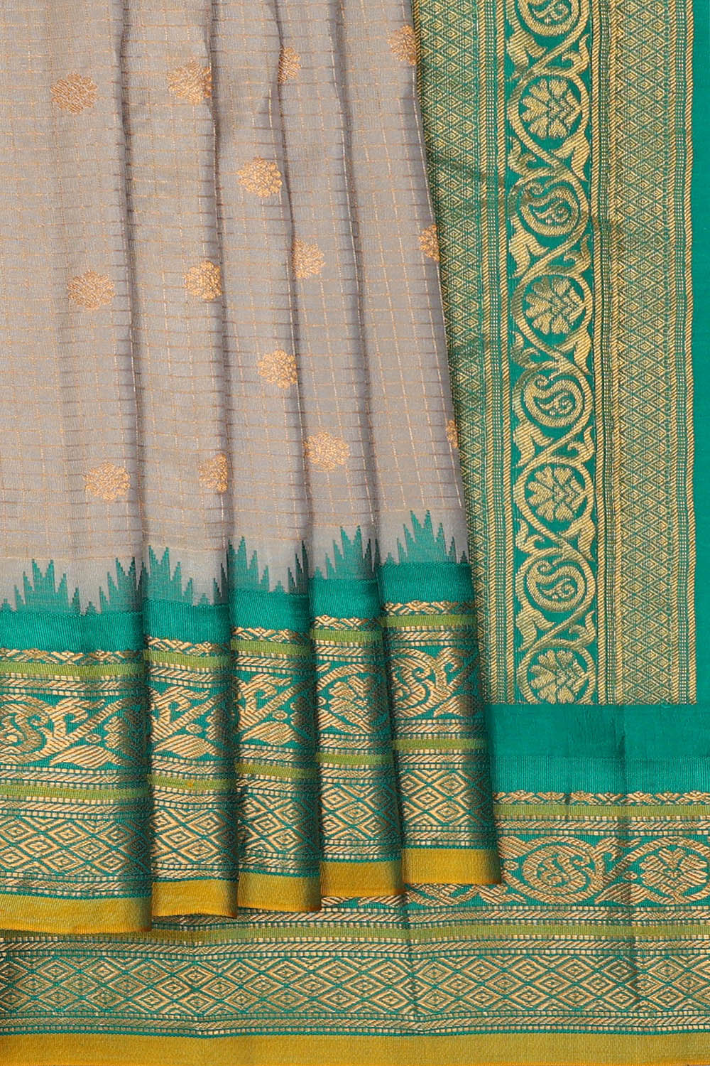 Image of Grey Gadwal Silk Saree