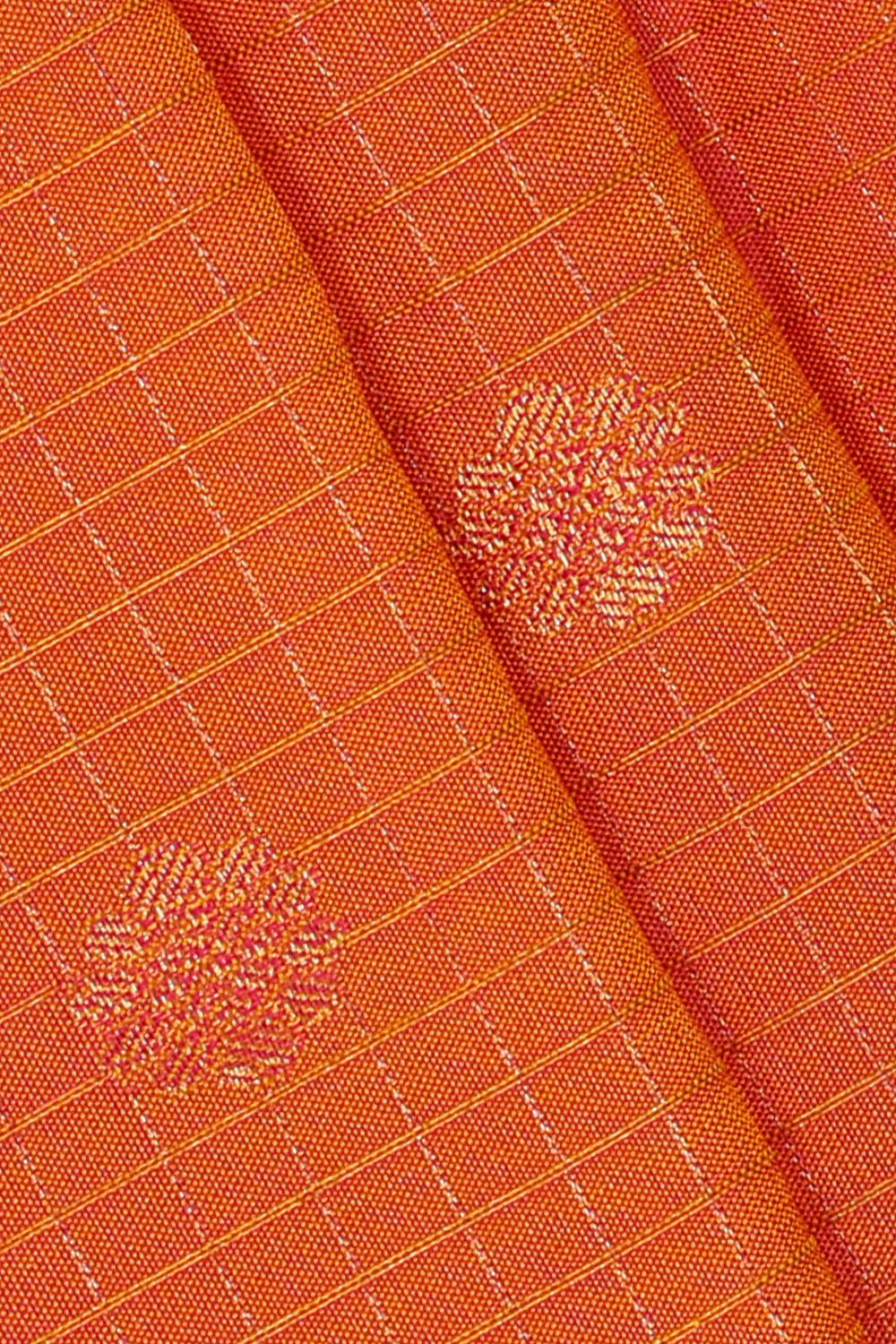 Image of Rust-Orange Kattam Gadwal Silk Saree