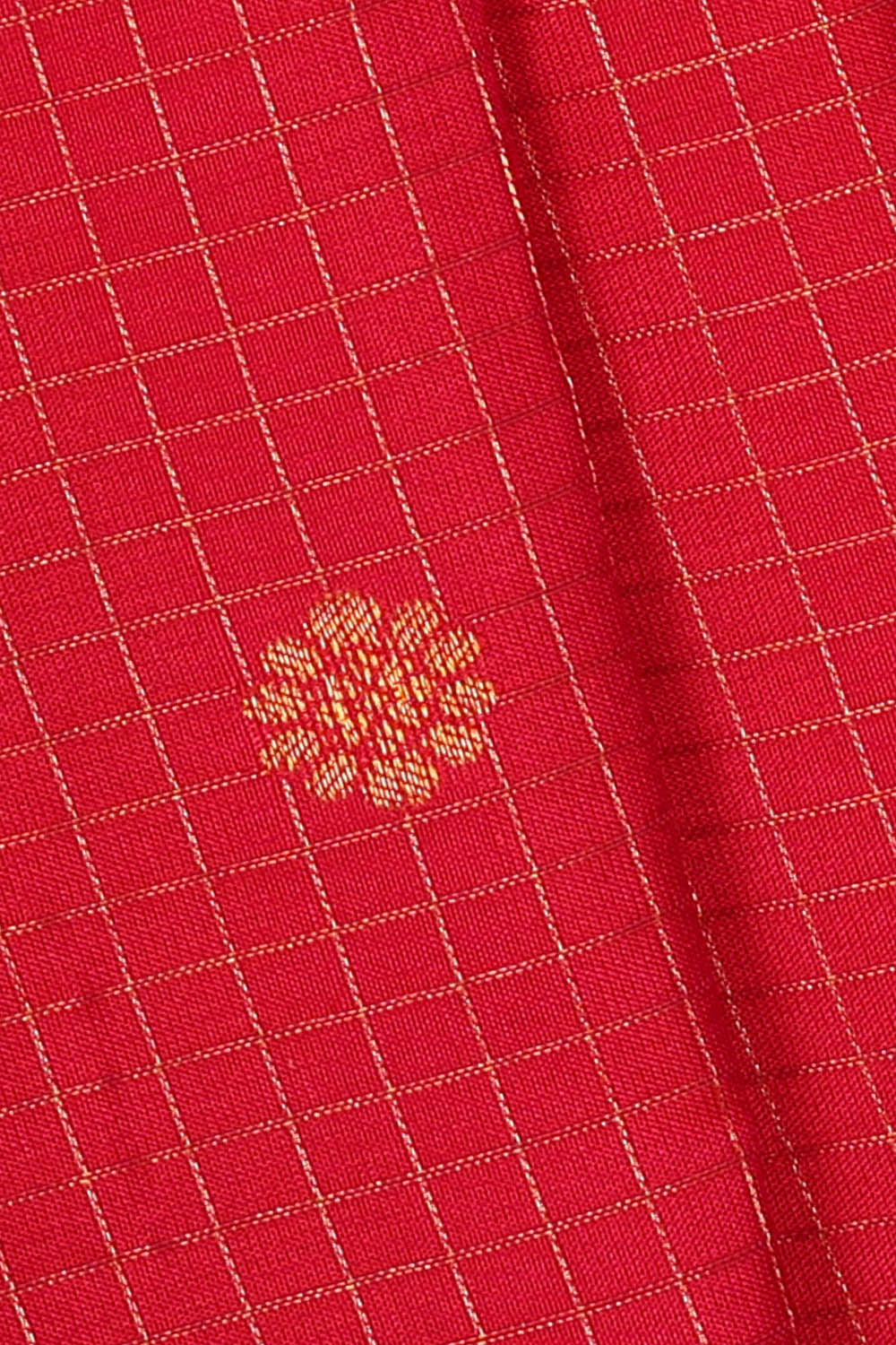Image of Ruby-Red Gadwal Silk Kattam Saree
