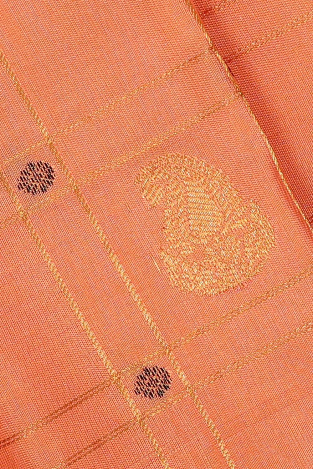 Image of Peach Gadwal silk Kattam Saree
