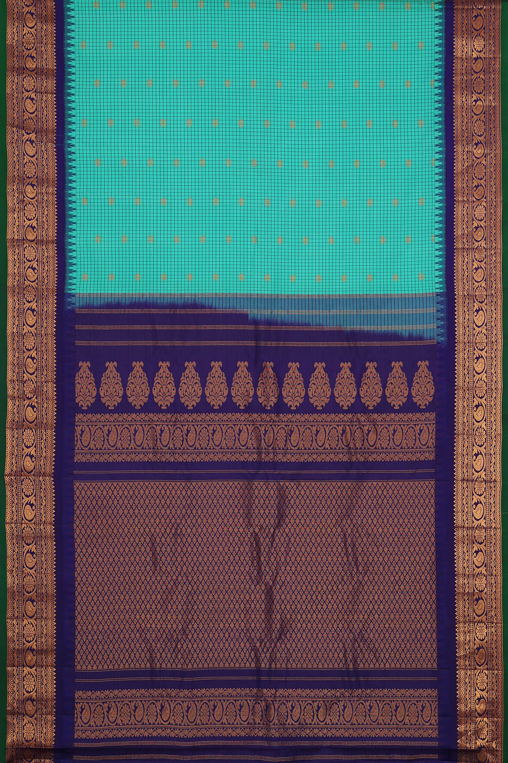Image of Sea-Blue Gadwal Silk Saree