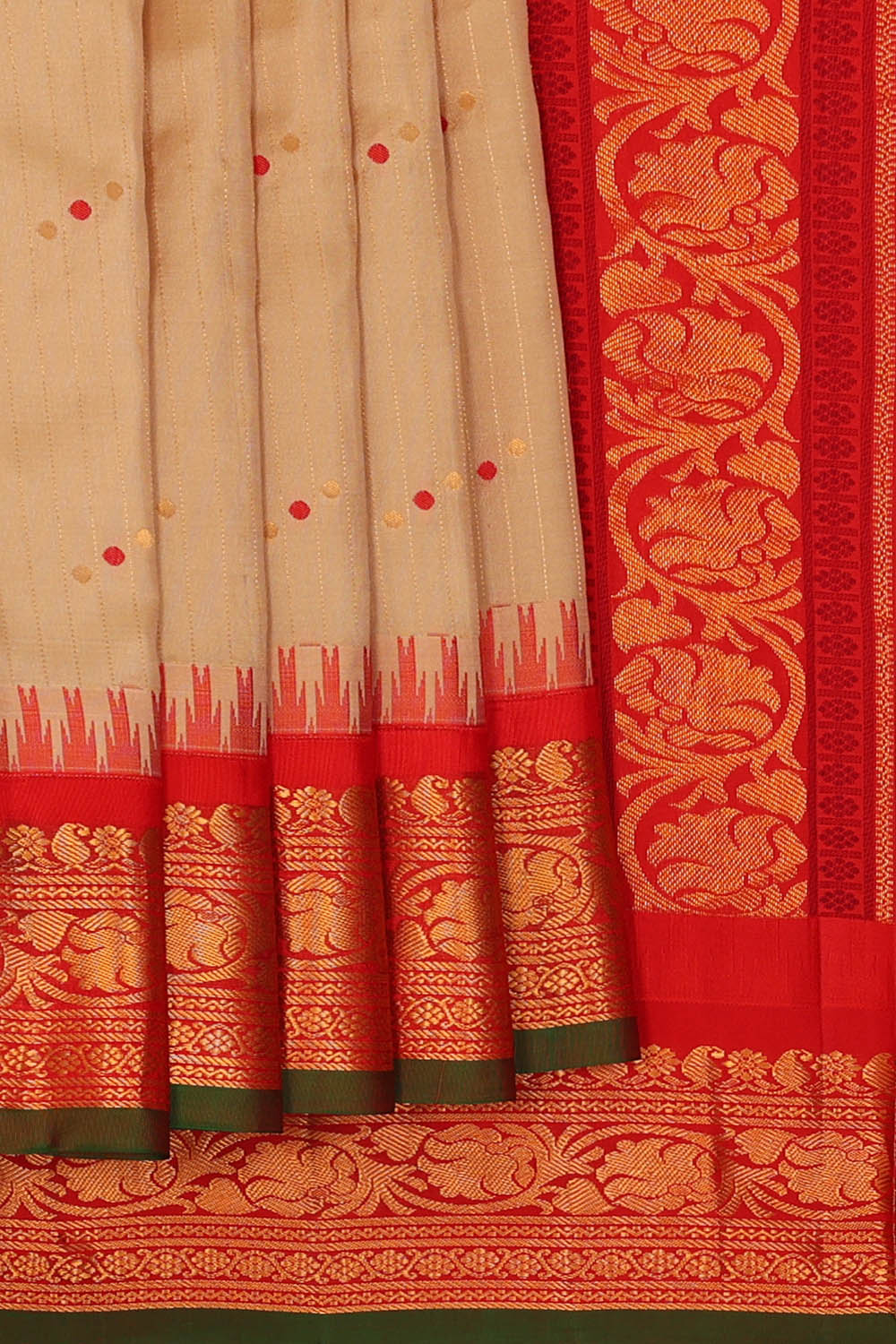 Image of Beige Gadwal Silk Saree