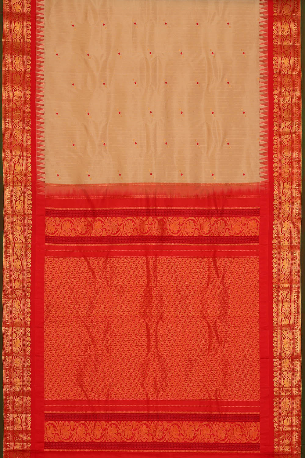 Image of Beige Gadwal Silk Saree