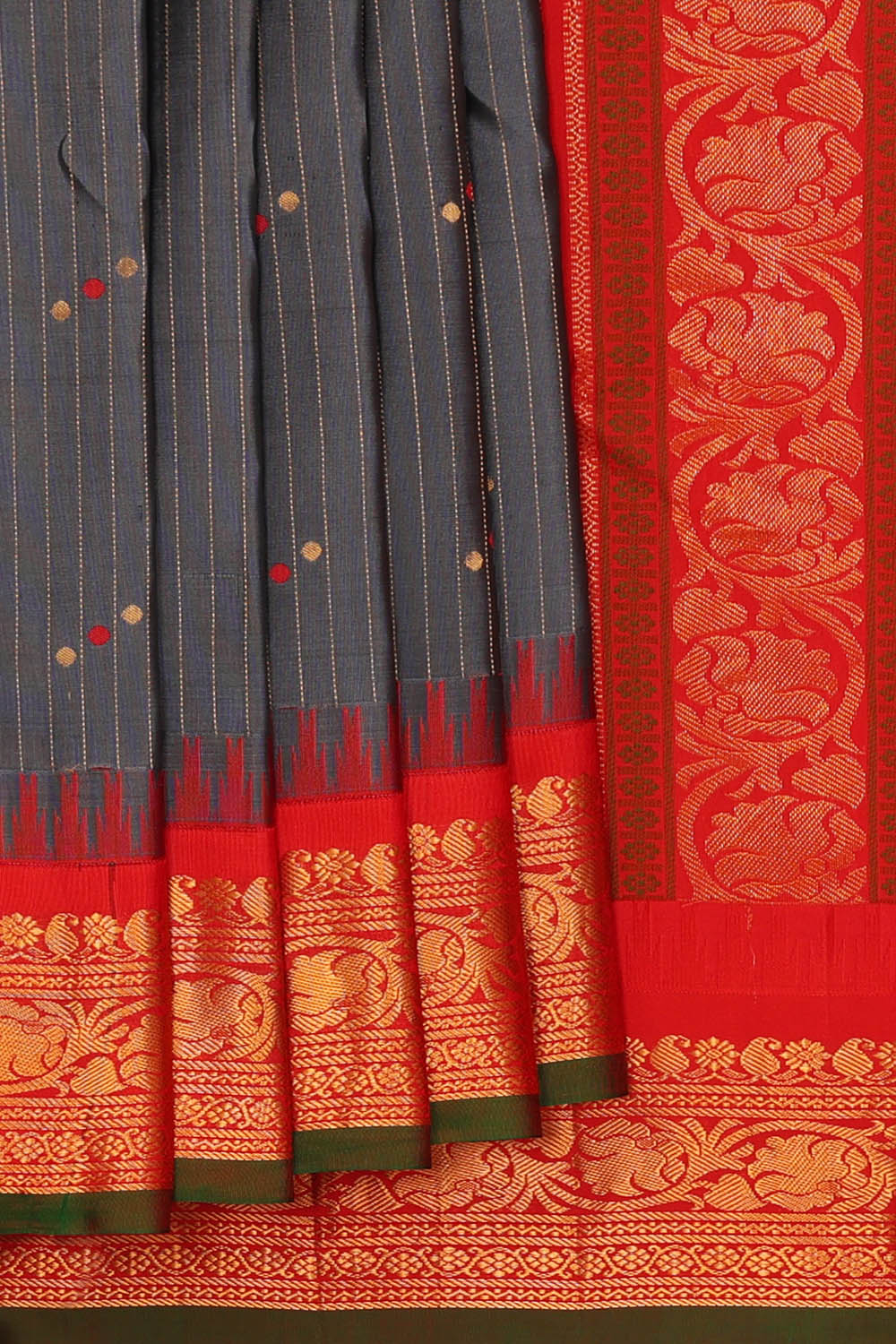 Image of Grey Gadwal Silk Saree